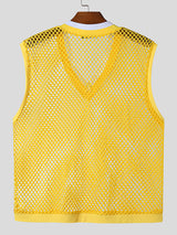 Mens Solid Color Sheer Mesh Tank SKUK74915