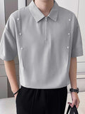 Mens Solid Half Zipper Short Sleeve Golf Shirt SKUK58115