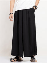 Mens Solid Pocket Loose Wide Leg Samurai Pants SKUJ94380