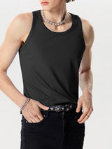 Mens Solid Knit Back Straps Sleeveless Vest SKUK48477