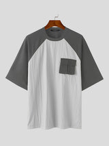 Mens Colorblock Crew Neck Short Sleeve T-Shirt SKUK68877