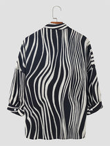 Mens Irregular Stripe Three-Quarter Sleeve Shirt SKUK64841
