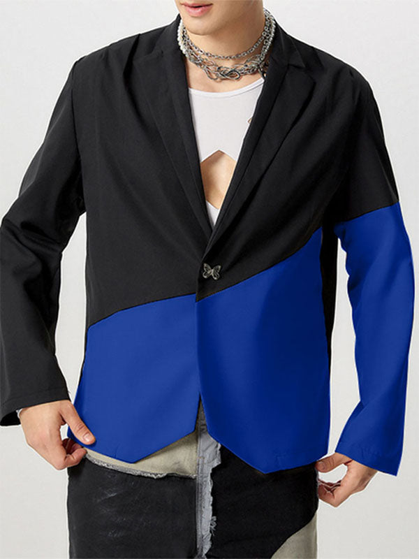 Mens Color-Block Patchwork Long-Sleeve Blazer SKUK80427