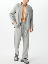 Mens Solid Long Sleeve Two Pieces Outfits SKUJ90773