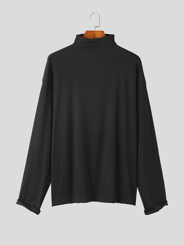 Mens Texture High Neck Long Sleeve T-Shirt SKUK30309