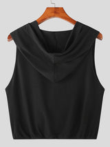 Mens Solid Sleeveless Hooded Crop Top SKUK06251