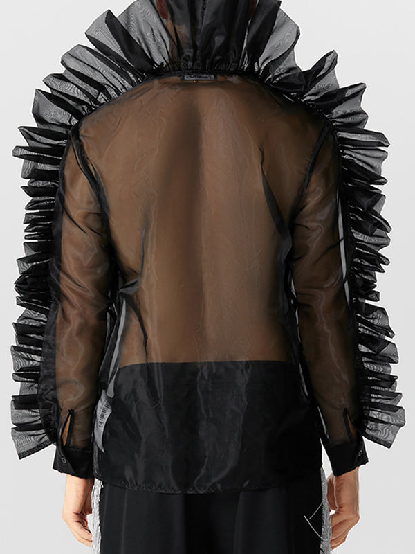 Mens Mesh See Through Ruffle Steampunk Shirt SKUK24646