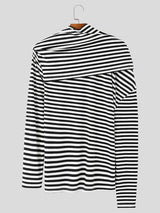 Mens Hollow-Out Striped Long-Sleeve T-Shirt SKUK85766