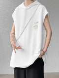 Mens Solid Embroidered Cap Sleeve Hooded Vest SKUK62907