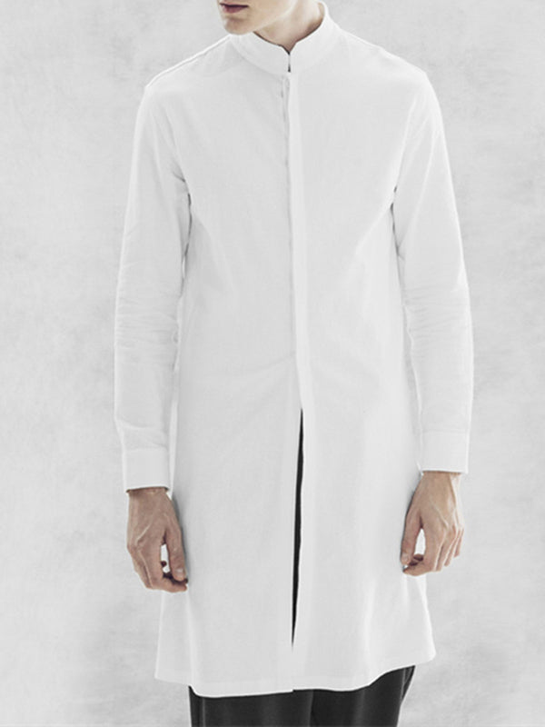 Mens Solid Stand Collar Cotton Muslim Robe SKUK28891