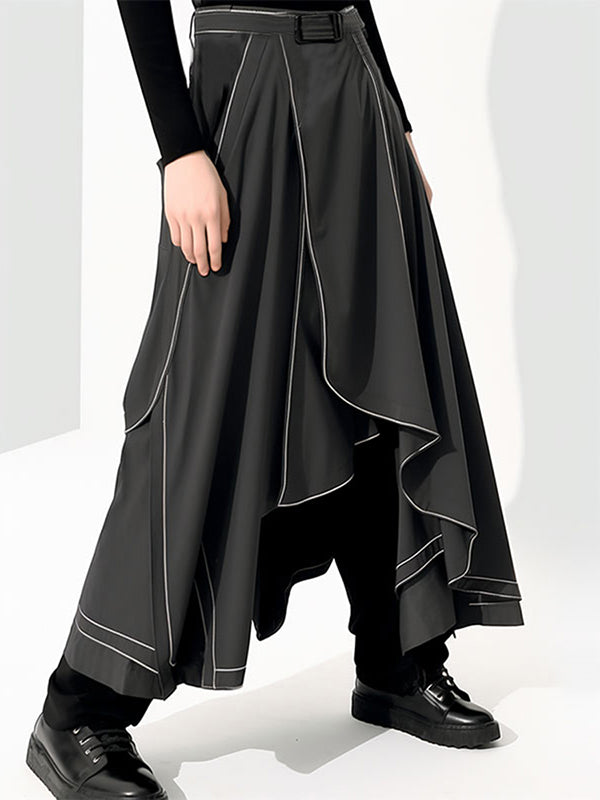 Mens Solid Irregular Hem Casual Skirt  SKUK52100