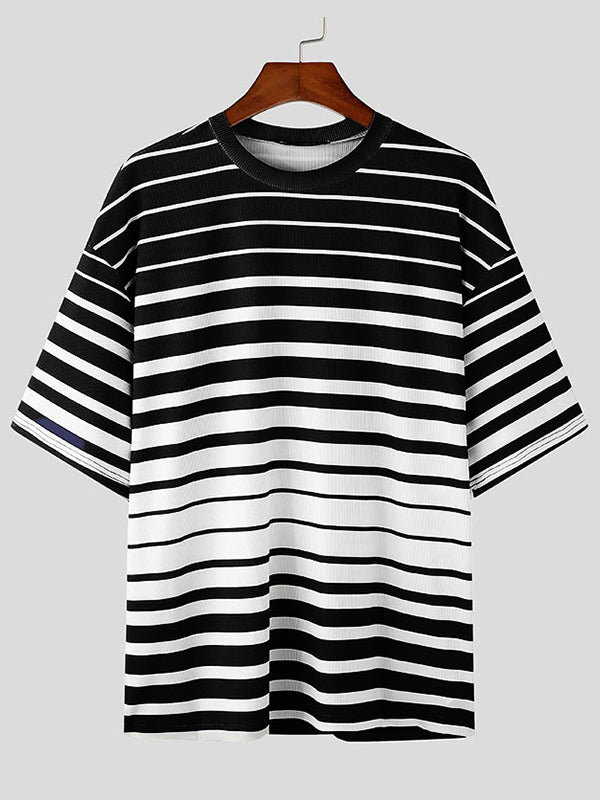 Mens Striped Knit Short Sleeve T-Shirt SKUK78324