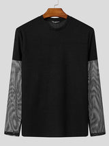 Mens Mesh Patchwork Long Sleeve T-Shirt SKUK85954