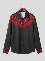 Mens Fringe Plants Print Lapel Collar Shirt SKUK44456