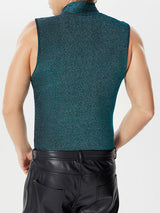 Mens Glitter Cutout See Through Sleeveless Vest SKUK55963