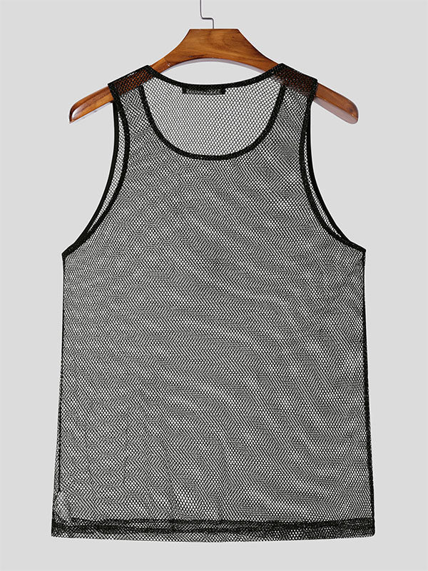 Mens Sheer Mesh Panel Cropped Tank SKUK91513