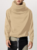 Mens Draped Collar Long-Sleeve Pullover Hoodie SKUK81534