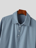 Mens Solid Half Button Long Sleeve Shirt SKUK42093