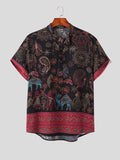 Mens Ethnic Print Cotton Henley Shirt SKUK08661