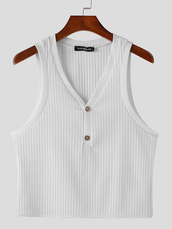 Mens Knitted Ribbed V-Neck Tank SKUK66767