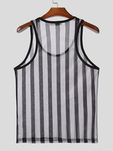 Mens Casual Striped Slightly Sheer Knit Tank SKUK70408