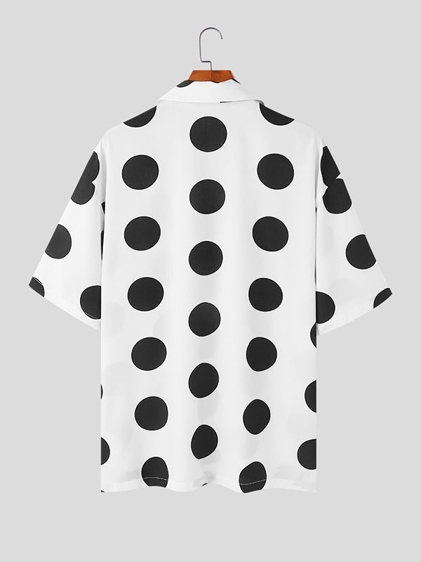 Mens Polka Dot Print Short Sleeve Shirt SKUK72845