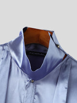 Mens Satin Pleated Design Long-Sleeve Shirt SKUK92781