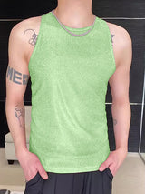 Mens Solid Glitter Crew Neck Sleeveless Vest SKUK58632