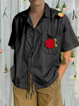 Mens Floral Decoration Tie Design Shirt SKUK51190