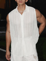 Mens Vintage American Street Style Sleeveless Shirt SKUK66920