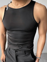 Mens Simple Metal Button Round Neck Tank SKUK64342