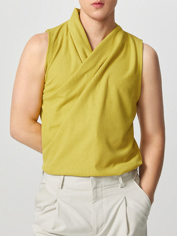 Mens Solid Textured Casual Sleeveless Vest SKUK60800