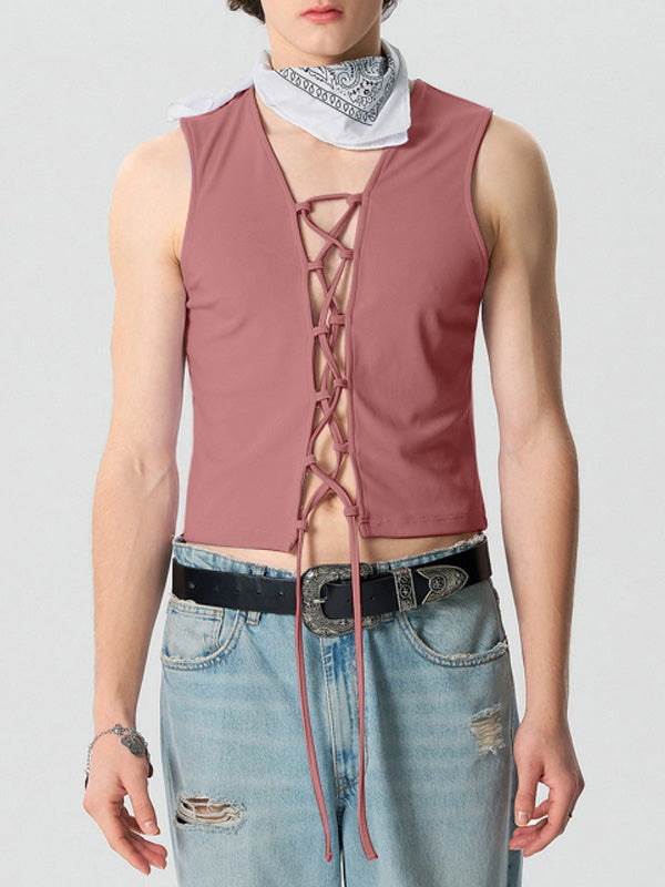 Mens Straps Cutout See Through Sleeveless Vest SKUK55070