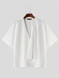 Mens Solid V-Neck Casual Short Sleeve T-Shirt SKUK55286