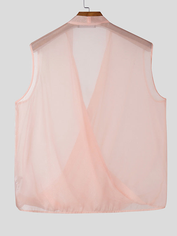 Mens Sheer Deep V-Neck Tank SKUK92895