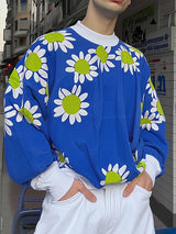 Mens Floral Print Pullover Long-Sleeve Sweatshirt SKUK79595