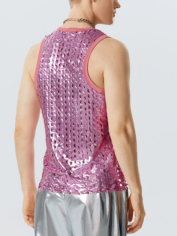 Mens Ombre Metallic Hollow Out Sleeveless Vest SKUK10285