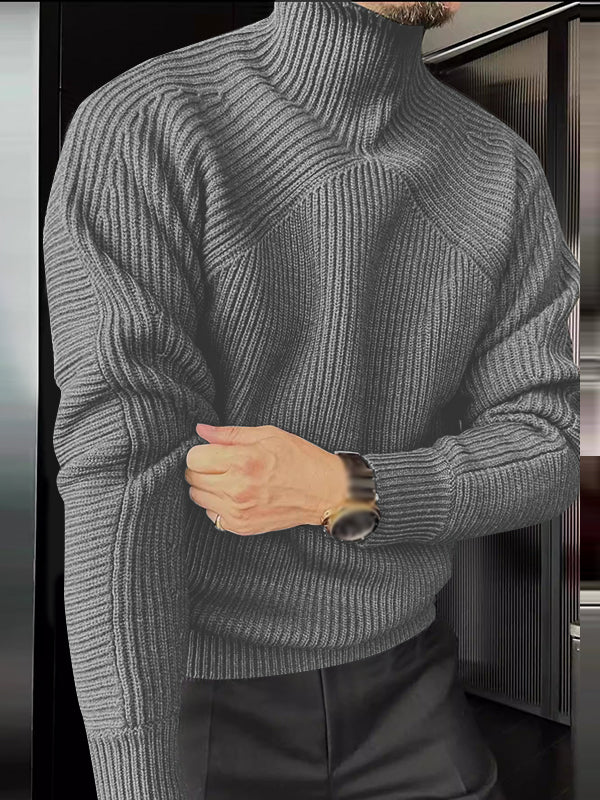 Mens Knit Turtleneck Long Sleeve Sweater SKUK76982