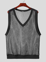 Mens Hollow-Out Knit V-Neck Tank SKUK74111