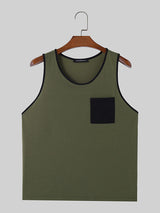 Mens Solid Tank Casual Two Pieces Outfits SKUK51707