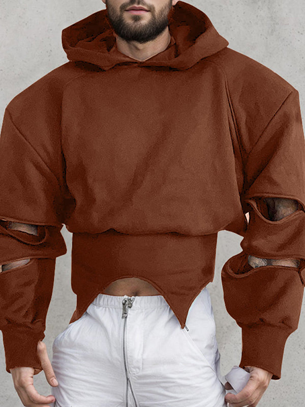 Mens Deconstructed Cropped Long-Sleeve Hoodie SKUK88245