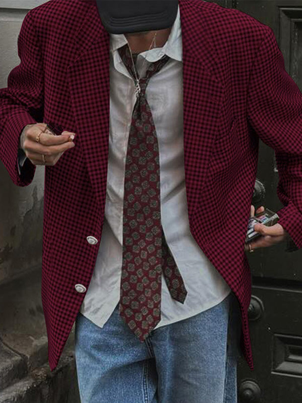 Mens Casual Plaid Print Long-Sleeve Blazer SKUK81469