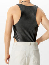 Mens Metallic Scoop Neck Sleeveless Bodysuit SKUK08693