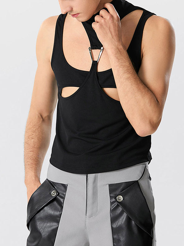 Mens Cutout Deconstruction Metal Linked Detail Vest SKUK20327