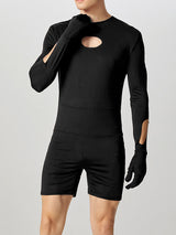 Mens Cut-Out Design Long Sleeve Bodysuit SKUK82394