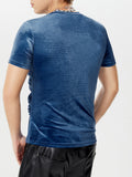 Mens Velvet Crew Neck Short Sleeve T-Shirt SKUK56394