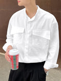Mens Solid Flap Pocket Cotton Casual Shirt SKUK45502
