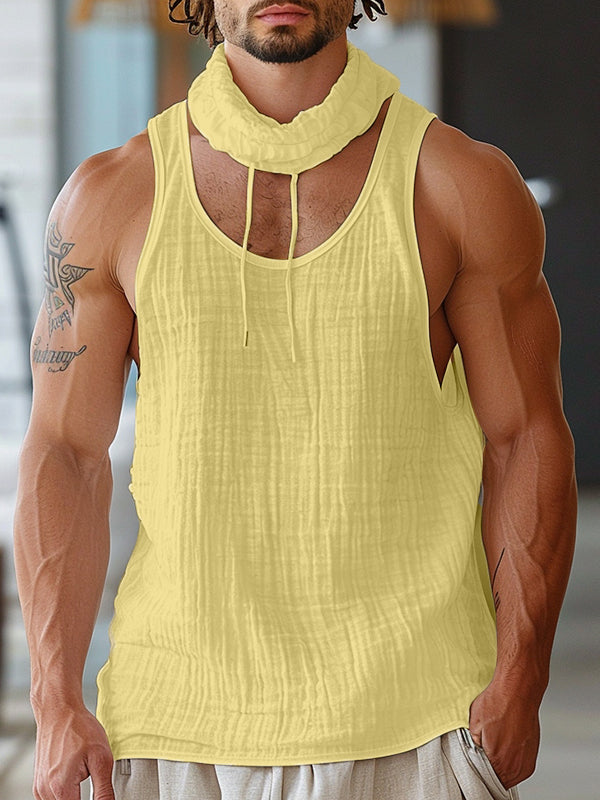 Mens Solid Color Cowl Neck Tank SKUK68821