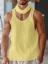 Mens Solid Color Cowl Neck Tank SKUK68821