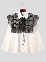 Mens Jacquard Ruffle Lace Patchwork Lapel Shirt SKUK35584